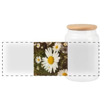 Lumière du soleil des marguerites - Boîte à biscuits avec couvercle en bois - blanc - Devant