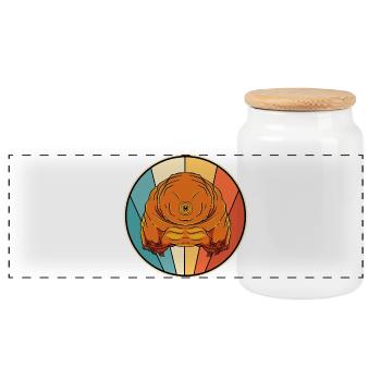 Tardigrade - Panoramic Cookie Jar with Wooden Lid - white - Front