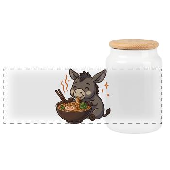 Âne aux nouilles, ramen, âne kawaii - Boîte à biscuits avec couvercle en bois - blanc - Devant