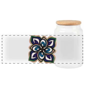 Mandala Moulin - Boîte à biscuits avec couvercle en bois - blanc - Devant