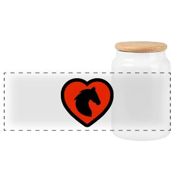 horses - Panoramic Cookie Jar with Wooden Lid - white - Front