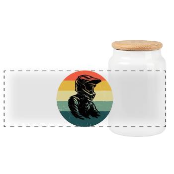 Vintage Motocross Design für Motocross - Panorama Keksdose mit Holzdeckel - Weiß - Vorne