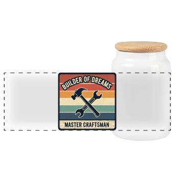 Master Builder of Dreams Artisan Shirt Design - Panoramic Cookie Jar with Wooden Lid - white - Front