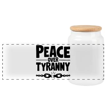 Peace Over Tyranny Chain Breaks - Panoramic Cookie Jar with Wooden Lid - white - Front