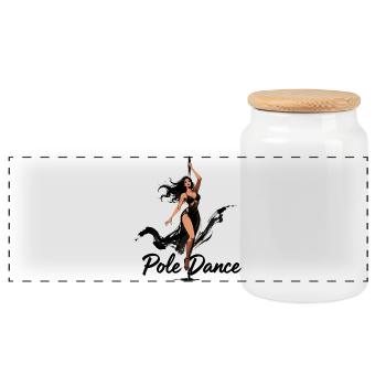 Pole Dance Pole Dancer Aesthetic Gift - Panoramic Cookie Jar with Wooden Lid - white - Front