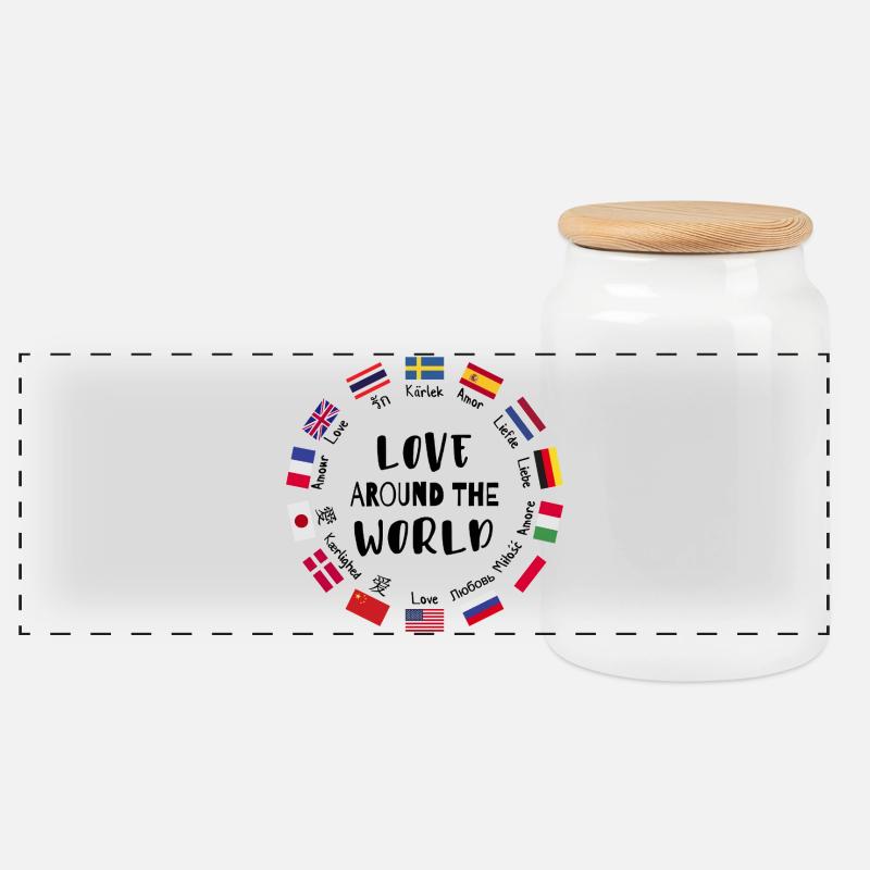 Liebe aus aller Welt Sprachen - Panorama Keksdose mit Holzdeckel - Weiß