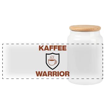 Coffee Warrior – pas de grains, pas de combat - Boîte à biscuits avec couvercle en bois - blanc - Devant