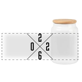 2026 year - Panoramic Cookie Jar with Wooden Lid - white - Front
