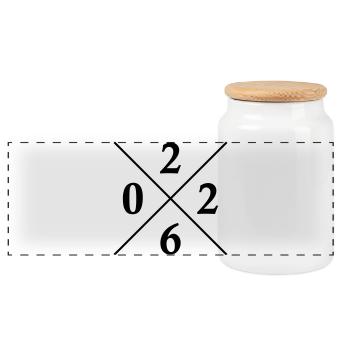 2026 Symbol - Panoramic Cookie Jar with Wooden Lid - white - Front