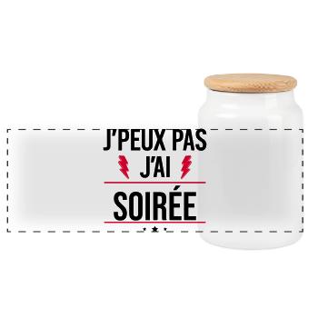 J’peux pas j’ai soirée Humour Apéro - Boîte à biscuits avec couvercle en bois - blanc - Devant