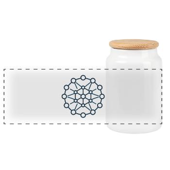 Network Nodal Star Pattern - Panoramic Cookie Jar with Wooden Lid - white - Front