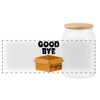 Last Working Day - Goodbye - Panoramic Cookie Jar with Wooden Lid - white - Front