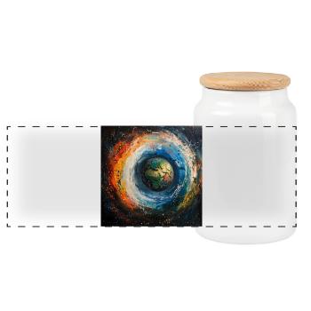 Earth's world in a swirl of colour - Panoramic Cookie Jar with Wooden Lid - white - Front