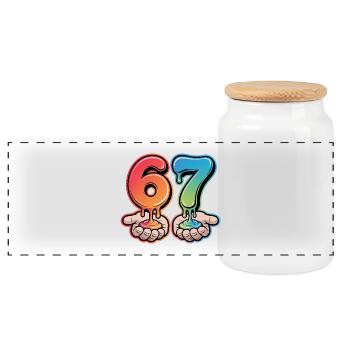 67 - Funny Six Seven T-Shirt - Panoramic Cookie Jar with Wooden Lid - white - Front