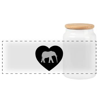 Elefant - Panorama Keksdose mit Holzdeckel - Weiß - Vorne