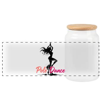 Pole Dance Pole Dancer Aesthetic Gift - Panoramic Cookie Jar with Wooden Lid - white - Front