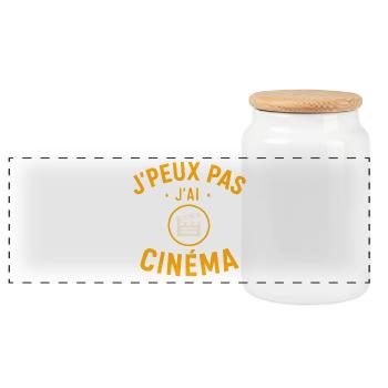 I can't I have cinema - Panoramic Cookie Jar with Wooden Lid - white - Front