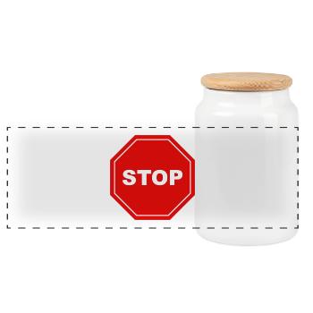 Stop sign - Panoramic Cookie Jar with Wooden Lid - white - Front