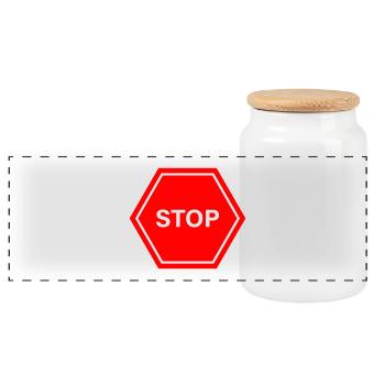 Stoppschild - Panorama Keksdose mit Holzdeckel - Weiß - Vorne