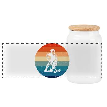 Ein Must Have für echte Unihockey - Panorama Keksdose mit Holzdeckel - Weiß - Vorne