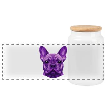 Purple polygon dog - Panoramic Cookie Jar with Wooden Lid - white - Front