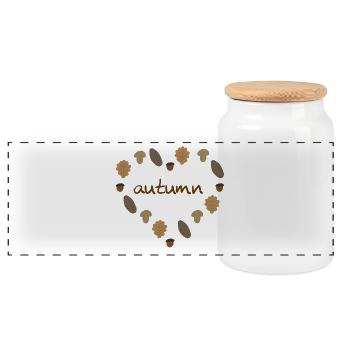 Amour d’automne - Boîte à biscuits avec couvercle en bois - blanc - Devant