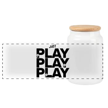Just Play Padel, Smash it forever, Padel Sport - Panoramic Cookie Jar with Wooden Lid - white - Front
