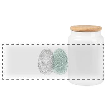 Fingerabdruck & Baumringe – Natur Identität - Panorama Keksdose mit Holzdeckel - Weiß - Vorne