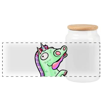 Licorne zombie Pastel Déjantée - Boîte à biscuits avec couvercle en bois - blanc - Devant