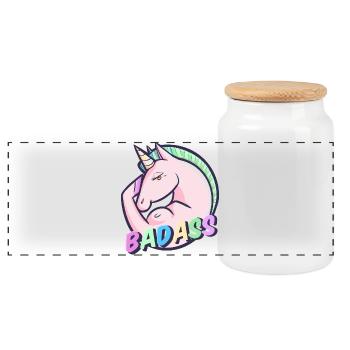 Badass Pastel Unicorn Rainbow - Panoramic Cookie Jar with Wooden Lid - white - Front