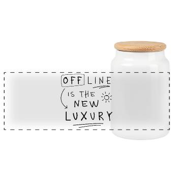 Offline Is The New Luxury Minimal Spruch - Panorama Keksdose mit Holzdeckel - Weiß - Vorne