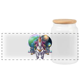 Héros Cheval Mech Galactique - Boîte à biscuits avec couvercle en bois - blanc - Devant