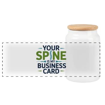 Chiropractor Your Spine Is My Business Card - Panoramic Cookie Jar with Wooden Lid - white - Front