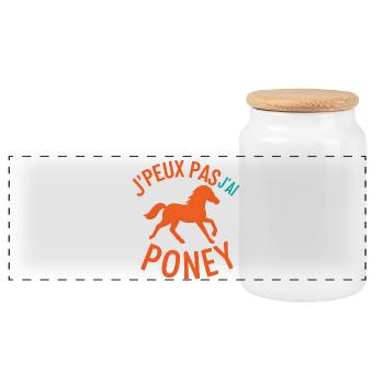 J'peux pas j'ai Poney Silhouette - Boîte à biscuits avec couvercle en bois - blanc - Devant