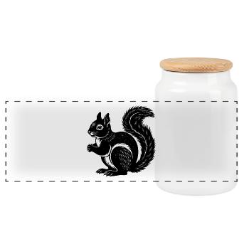 écureuil - Boîte à biscuits avec couvercle en bois - blanc - Devant