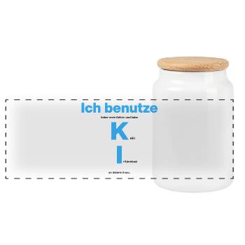 I prefer to use my brain – no AI interest - Panoramic Cookie Jar with Wooden Lid - white - Front
