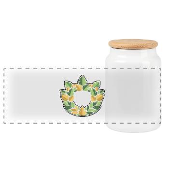 Leaf Wreath Laurel Natural Coat of Arms - Panoramic Cookie Jar with Wooden Lid - white - Front