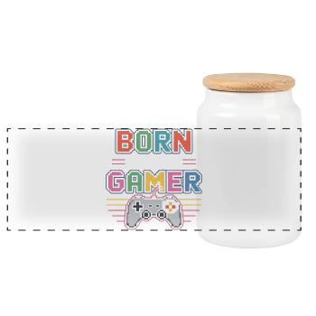 Born to be a gamer - Panoramic Cookie Jar with Wooden Lid - white - Front