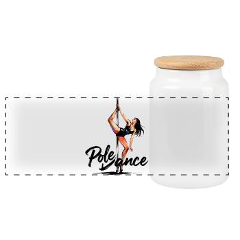 Pole Dance Pole Dancer Aesthetic Gift - Panoramic Cookie Jar with Wooden Lid - white - Front