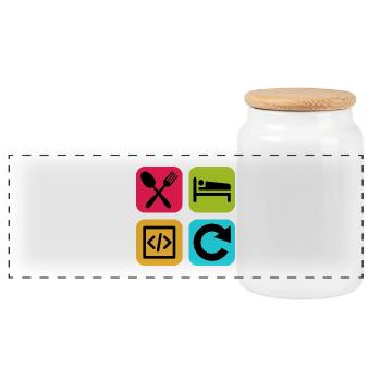 Manger Dormir Code Répéter Citation drôle Dev - Boîte à biscuits avec couvercle en bois - blanc - Devant