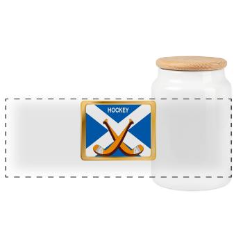 Hockey écossais - Boîte à biscuits avec couvercle en bois - blanc - Devant