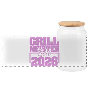 Barbecue 2026 - Panoramic Cookie Jar with Wooden Lid - white - Front