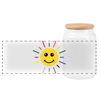 Sunny Rainbow Sun Smile LGBTQ - Panorama Keksdose mit Holzdeckel - Weiß - Vorne