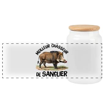Bester Wildschweinjäger - Panorama Keksdose mit Holzdeckel - Weiß - Vorne