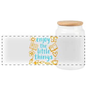 Enjoy The Little Things Gratitude Mindfulness - Panoramic Cookie Jar with Wooden Lid - white - Front
