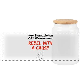 Signe du zodiaque Verseau, Rebelle avec une Cause Naissance - Boîte à biscuits avec couvercle en bois - blanc - Devant