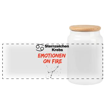 Sternzeichen Krebs – Emotionen on Fire, Geburtstag - Panorama Keksdose mit Holzdeckel - Weiß - Vorne