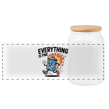 Everything is fine - Funny Anxiety Memeshirt - Panoramic Cookie Jar with Wooden Lid - white - Front