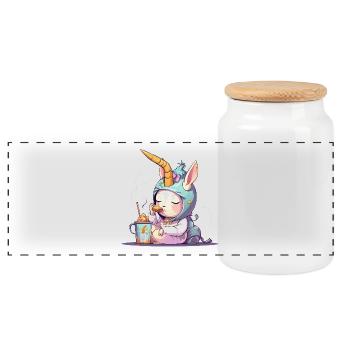 Cuddly Unicorn Naked Dream - Panoramic Cookie Jar with Wooden Lid - white - Front