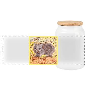 Wombat - Panoramic Cookie Jar with Wooden Lid - white - Front